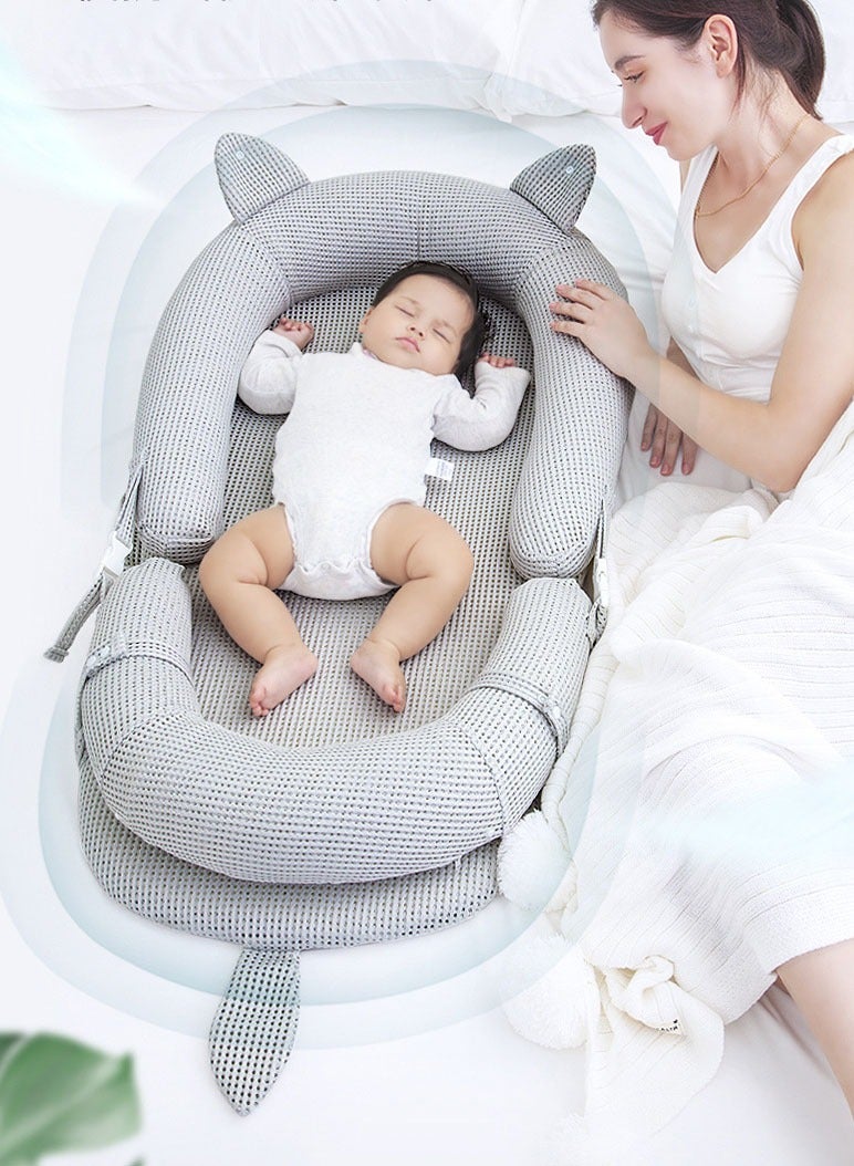 Soft And Lightweight Portable Design With Printed Bassinet For Up To 0-12 Months, Baby Lounger Baby Nest Cotton Newborn Bassinet Mattress for Baby