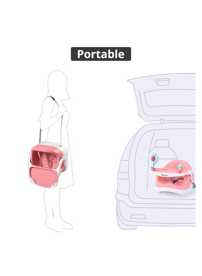 Portable Booster Chair With 3-point Safety Belt - Pink