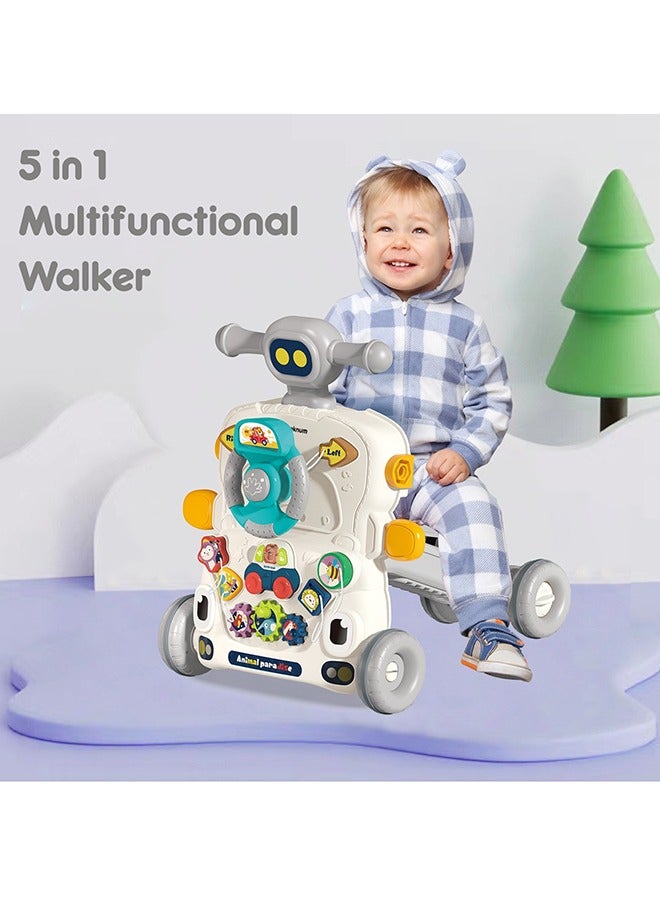 5 in 1 Baby Walker With Musical Keyboard - Grey