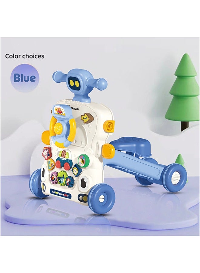 5 in 1 Baby Walker, Learning Table Mode, Game Panel Mode, Scooter Mode, Roller Coaster Mode With Musical keyboard - Blue