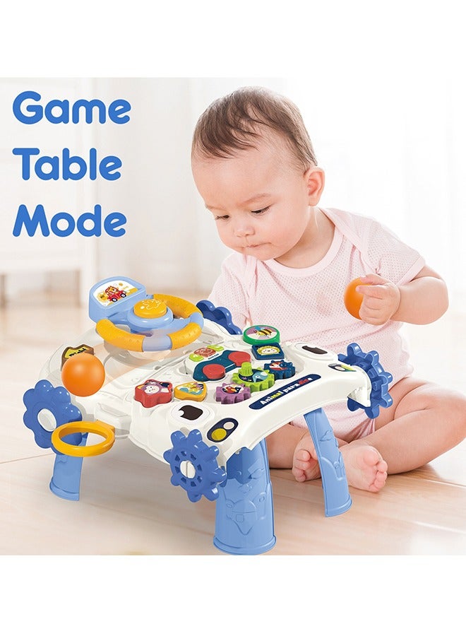 5 in 1 Baby Walker, Learning Table Mode, Game Panel Mode, Scooter Mode, Roller Coaster Mode With Musical keyboard - Blue