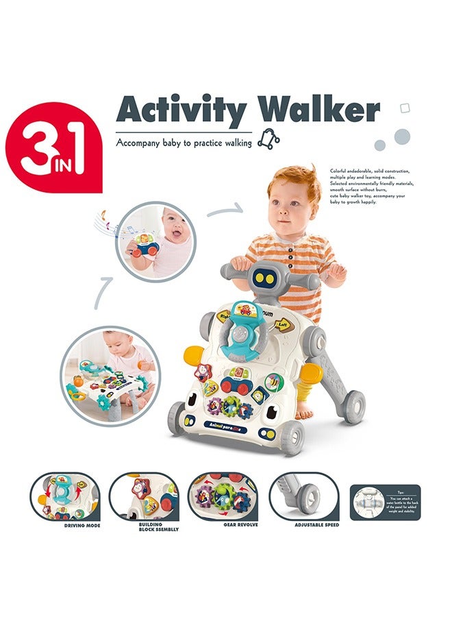 3 in 1 Baby Walker With Musical Keyboard - Grey