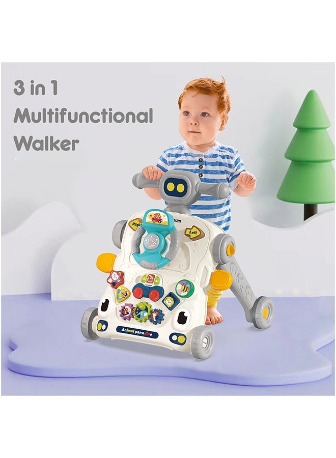 3 in 1 Baby Walker With Musical Keyboard - Grey