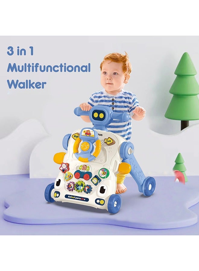 3 in 1 Baby Walker With Musical keyboard - Blue