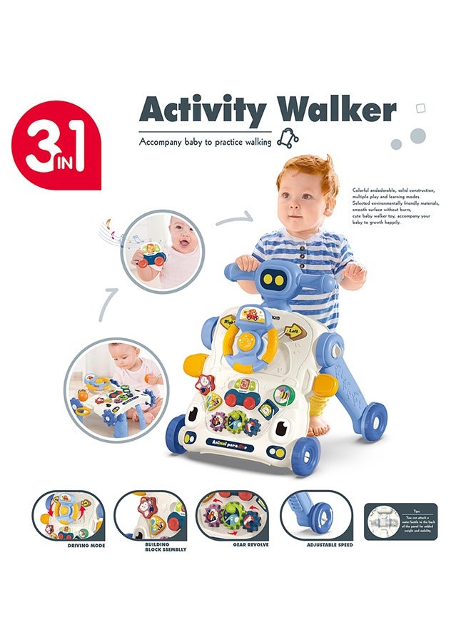 3 in 1 Baby Walker With Musical keyboard - Blue