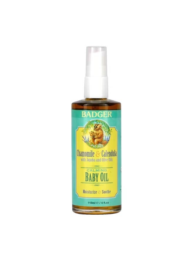 Calming Baby Oil Chamomile And Calendula with Olive and Jojoba Oils 4 fl oz 118 ml