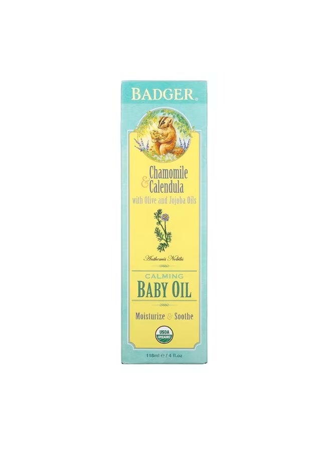 Calming Baby Oil Chamomile And Calendula with Olive and Jojoba Oils 4 fl oz 118 ml