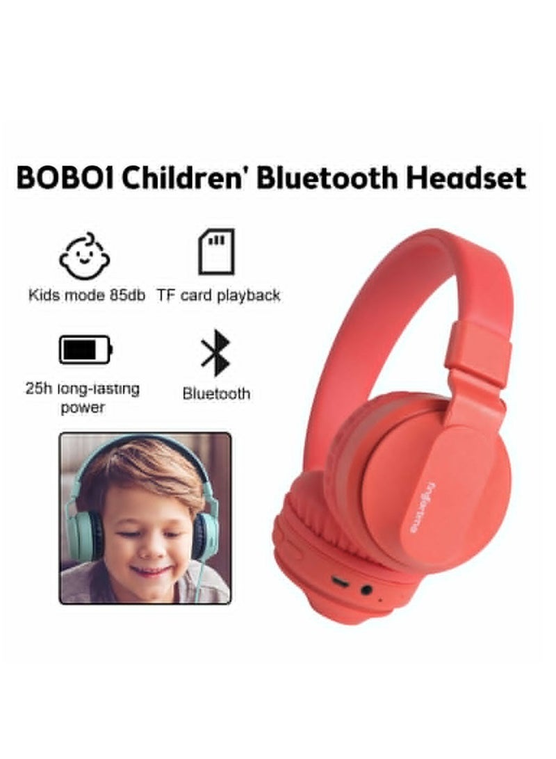 BOBO-1 Bluetooth Earbuds Bluetooth Headphones Over Ear Wireless Earphones Kids Headphones Soft Earmuffs & Lightweight for Long Time Wearing (Pink)