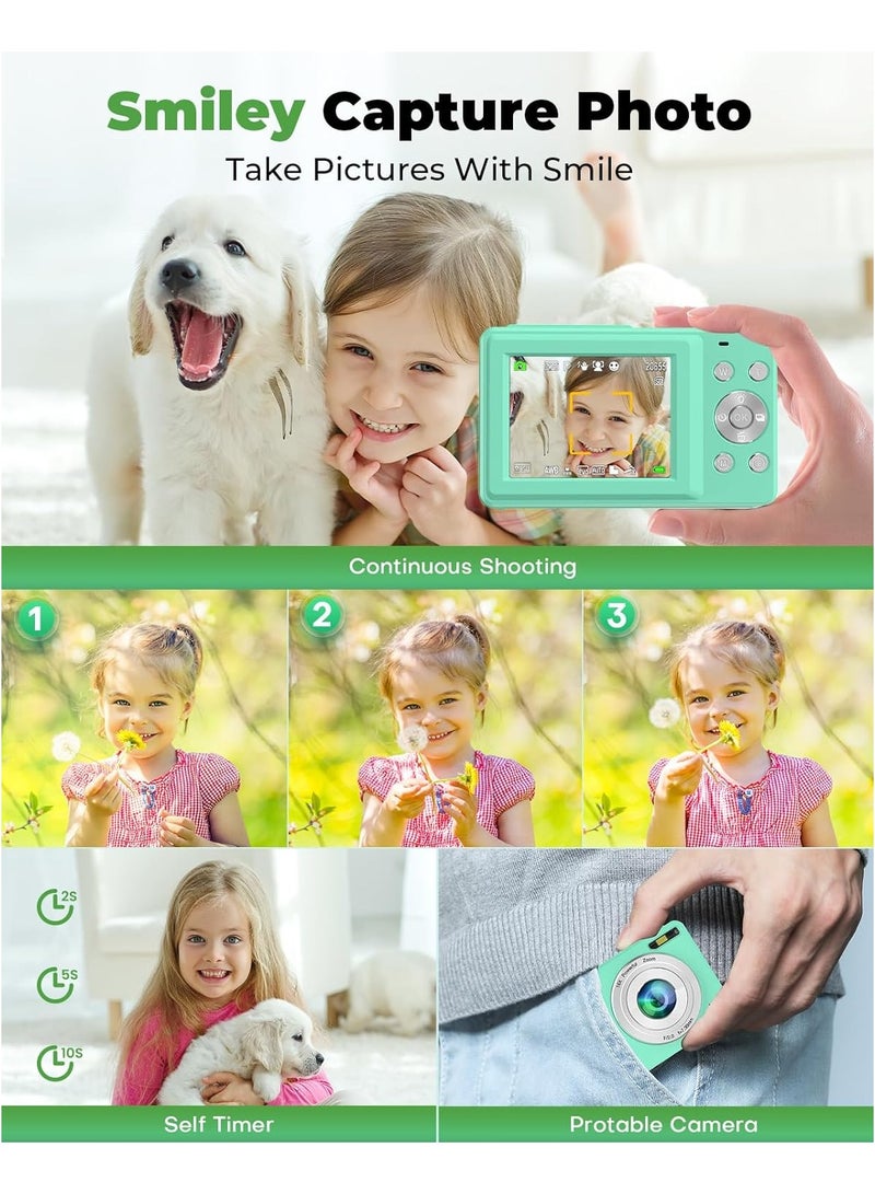 Portable 1080P Digital Camera Video Camcorder 44MP Auto Focus 2.5 IPS Screen 16X Digital Zoom Anti-shake Face Detect Smile Capture with 32GB Memory Card