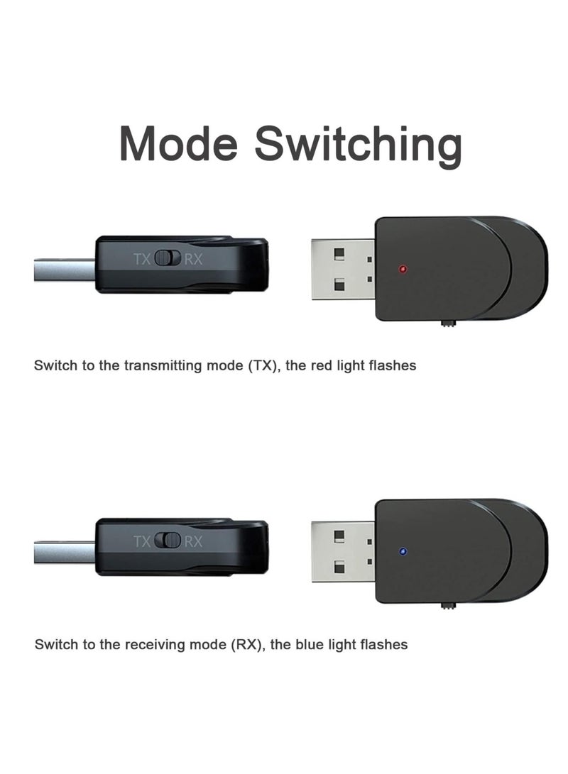 Bluetooth 5.0 Adapter, Aux to Bluetooth Converter, Usb to Bluetooth Receiver, Plug and Play Bluetooth, Bluetooth Transmitter Receiver, Bluetooth Audio Connectivity, USB Audio Receiver, for Pc/Tv/Car