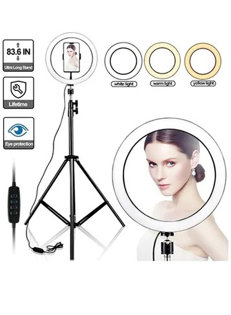 10 Selfie Ring Light with 210CM Tripod Stand Including Phone Holder Ring Light for iPhone Android Light Stand for Live Stream Makeup YouTube Video Photography