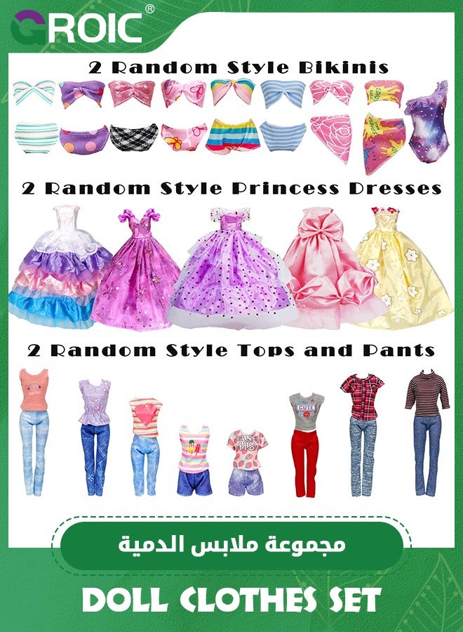 35 Pack Handmade Doll Clothes Set Including Princess Dresses Fashion Dresses Tops and Pants Bikini Swimsuits Shoes and 15 Accessories for 11.5 Inch Doll,Doll Jewelry Parts