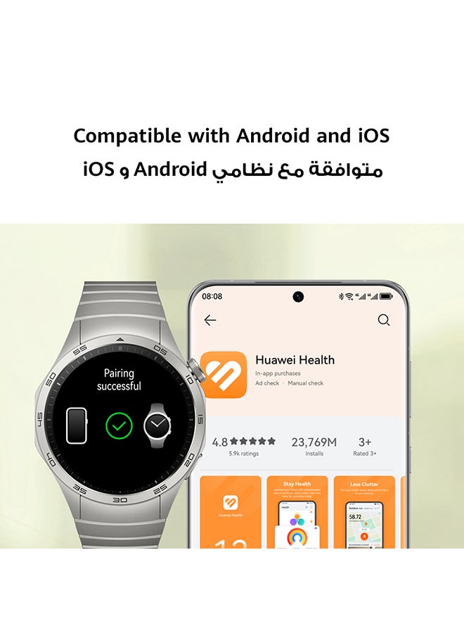 Watch GT4 46mm Smartwatch, Upto 2-Weeks Battery Life, Dual-Band Five-System GNSS Positioning, Pulse Wave Arrhythmia Analysis, 24/7 Health Monitoring, Compatible With Andriod And iOS Black