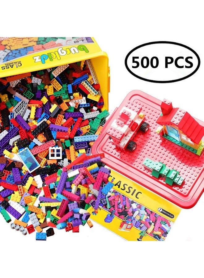 Building Bricks 568 Pieces Toys Classic Building Blocks Includes Wheels Door Window Compatible Bulk Block With Storage Box And Baseplate Stem Educational Gift For Kids 3+ Year