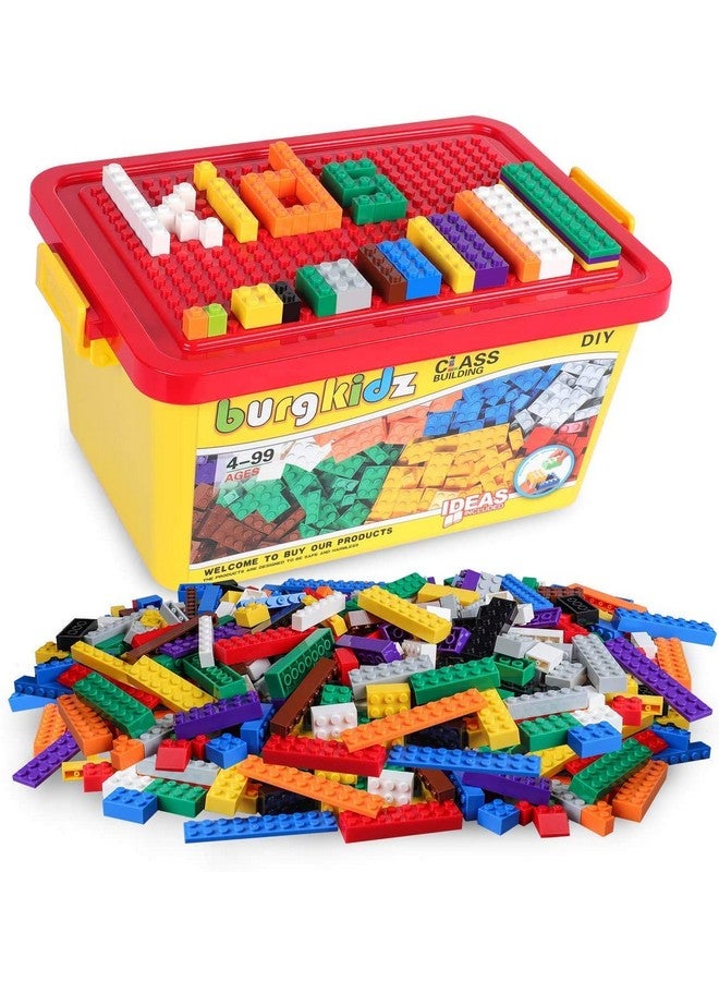 Building Bricks 568 Pieces Toys Classic Building Blocks Includes Wheels Door Window Compatible Bulk Block With Storage Box And Baseplate Stem Educational Gift For Kids 3+ Year