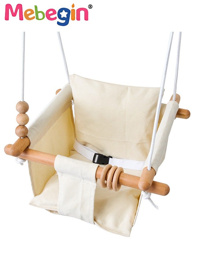 Hanging Baby Wooden Swing Seat Set for Outdoor Indoor,60 KG Secure Hanging Sensory Swing Hammock Chair Seat for Baby Infant, Toddler, Kids Toys, Indoor Outdoor Hammock for Playground, Tree Swings