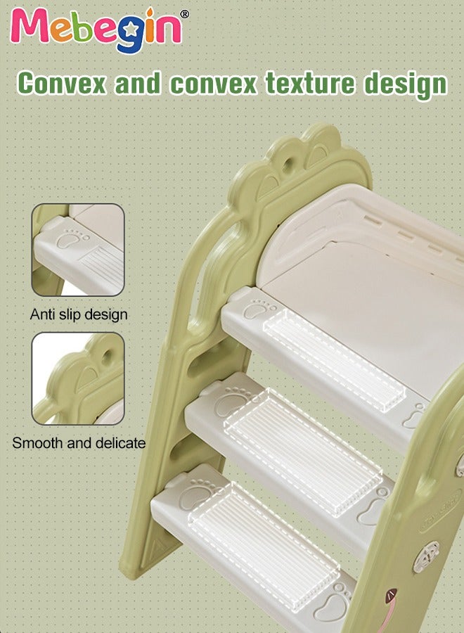 Folding Slide with Adorable Appearance, Freestanding Climber Playset, Durable Sturdy Slide with Three-stage Slide Design, Solid Base, Smooth Edges and Corners, Indoor and Outdoor Use, Ideal Gifts for Kids, 40*112*55cm