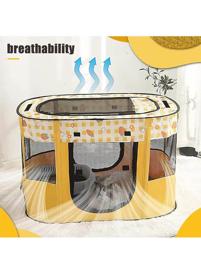 Large Portable Pet Playpen,Foldable Pet Tent,Cat Delivery Room with Free Carrying Case(Yellow-Square)