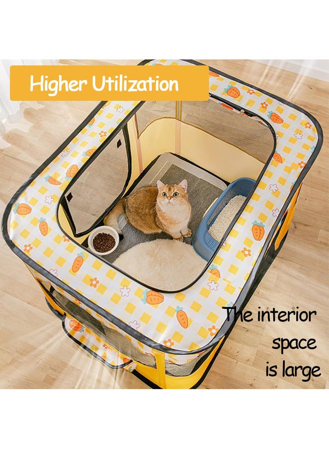 Large Portable Pet Playpen,Foldable Pet Tent,Cat Delivery Room with Free Carrying Case(Yellow-Square)