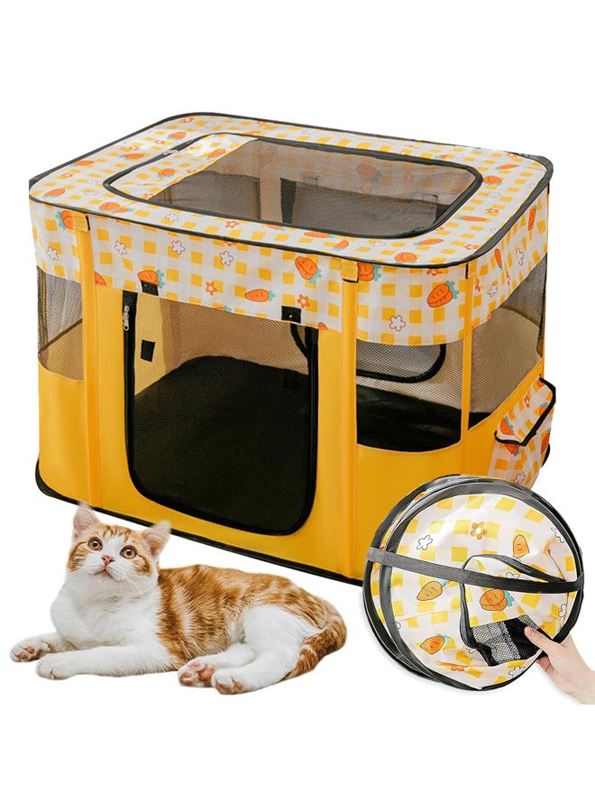 Large Portable Pet Playpen,Foldable Pet Tent,Cat Delivery Room with Free Carrying Case(Yellow-Square)