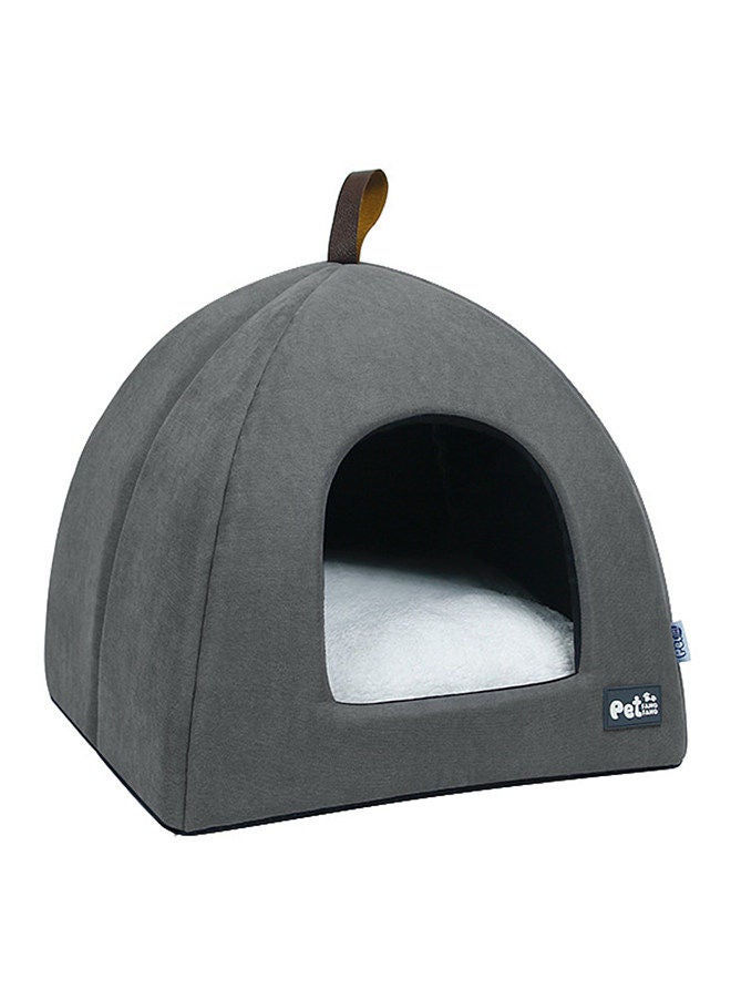 Foldable Cat Bed Breathable Cat House Indoor Pet Tent Dog Bed with Mat (Blue, Size L)