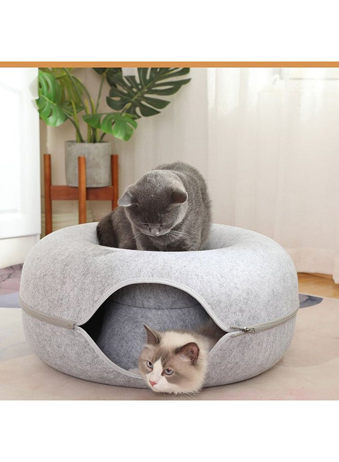 Cat Tunnel Bed for Indoor Cats Cat Toy Donut Cat Bed Durable  Dual-Function Design Scratch Resistant- Suitable for Cats Rabbit Small Animals