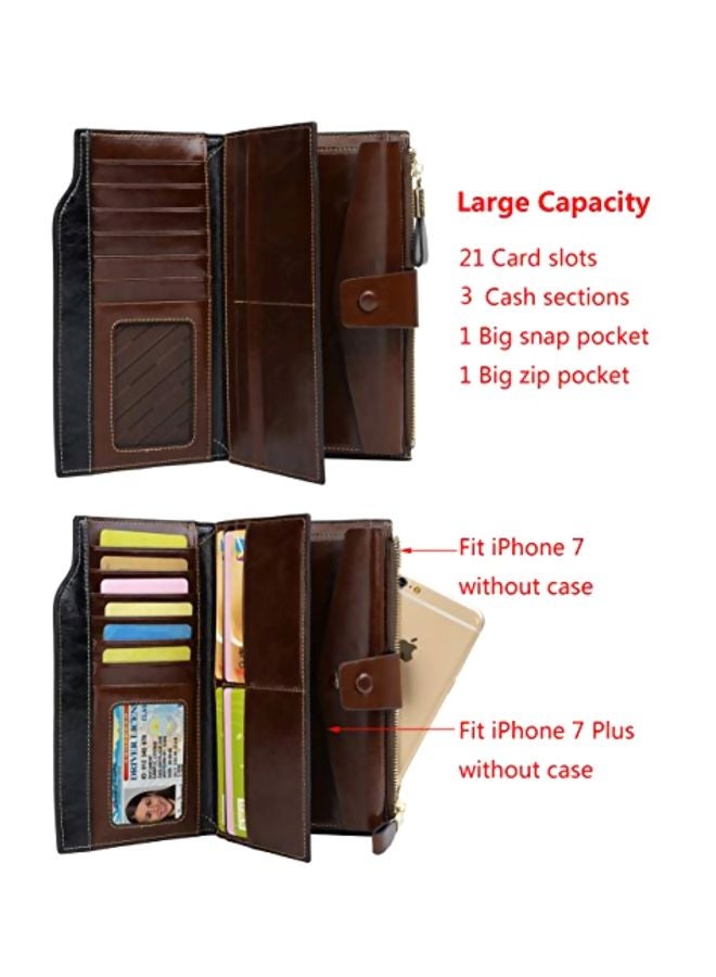 Leather RFID Blocking Wallet Coffee Rfid