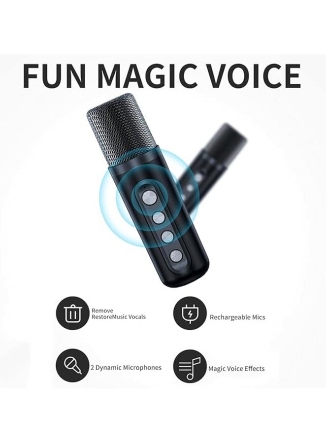 RGB LED Wireless Portable Karaoke Bluetooth Speaker with 2 Wireless Microphones