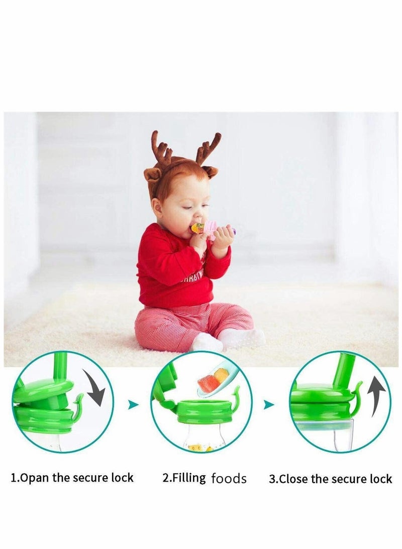 Baby Fruit Feeder Baby Food Feeder Fruit Feeder 4 Pack Infant Teething Toy Teether Pacifier Feeder Baby