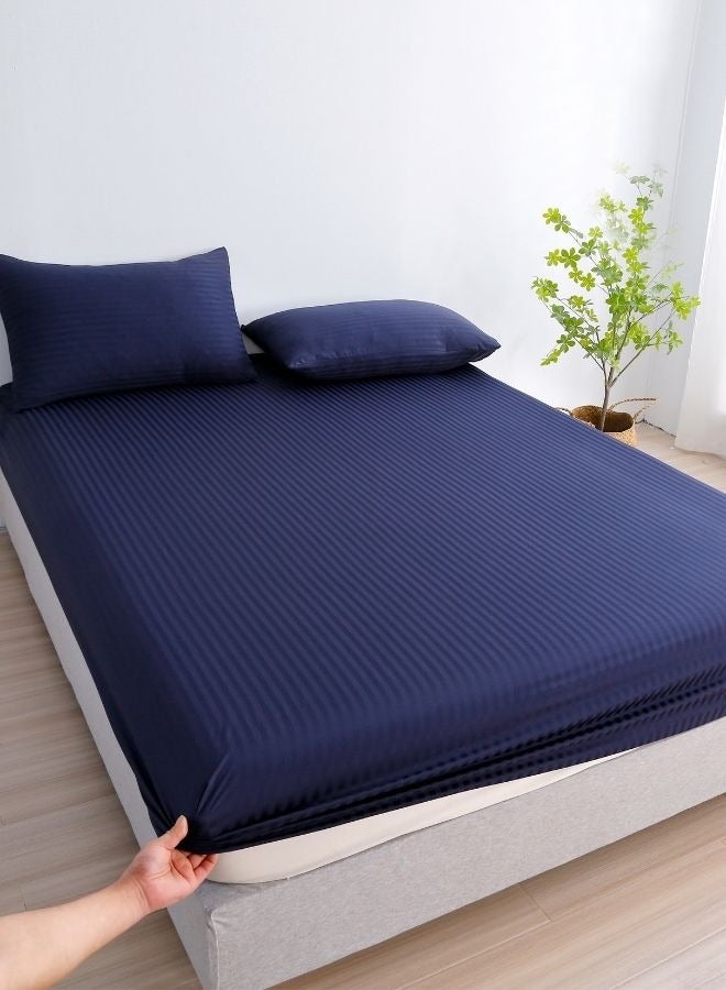 Variance Size 3 Piece Set Bedsheet with 2 Pillow Cases, Dark Blue Color