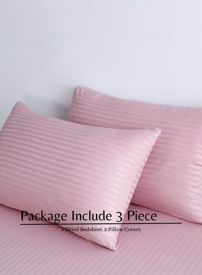 Variance Size 3 Pieces Set Bedsheet with 2 Pillow Cases, Light Old Rose Color