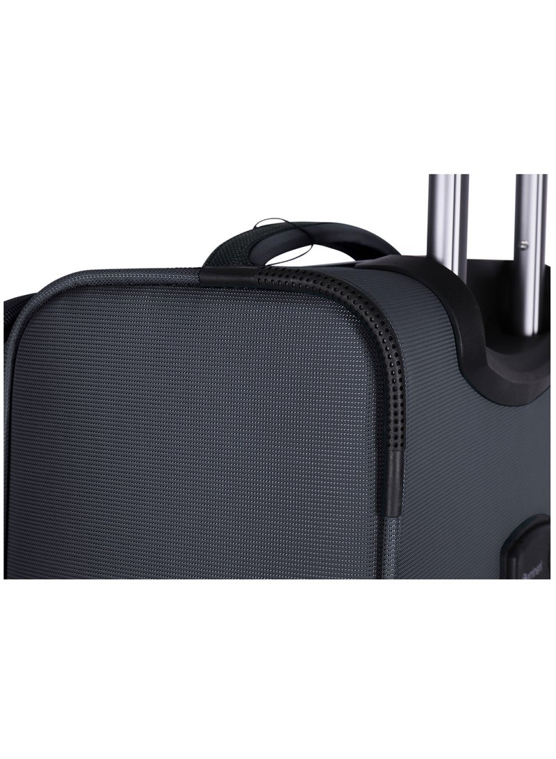 Unisex Soft Travel Bag Trolley Luggage Set of 3 Polyester Lightweight Expandable 4 Double Spinner Wheeled Suitcase with 3 Digit TSA lock E788 Black