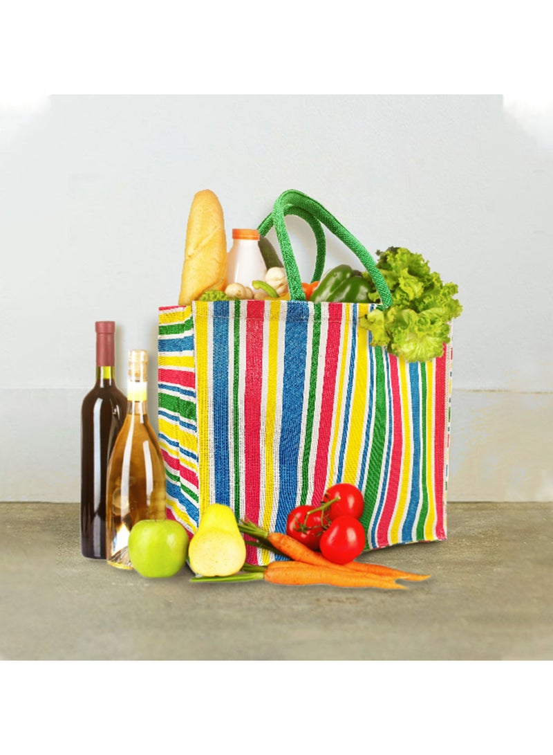 Sustainable Jute Printed Carry Bag with Soft Padded Handles and Water Resistant Inside Liner.