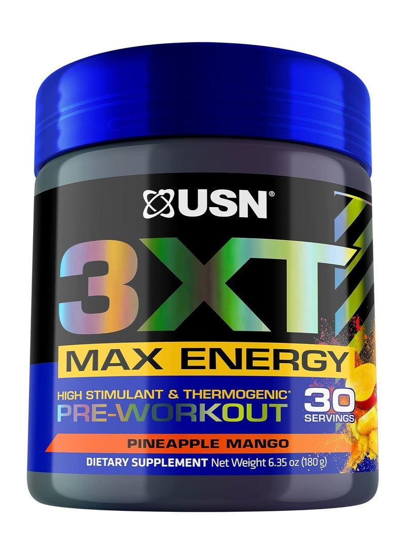 USN 3XT High Stimulant Pre-Workout, Pineapple Mango Flavor 180g