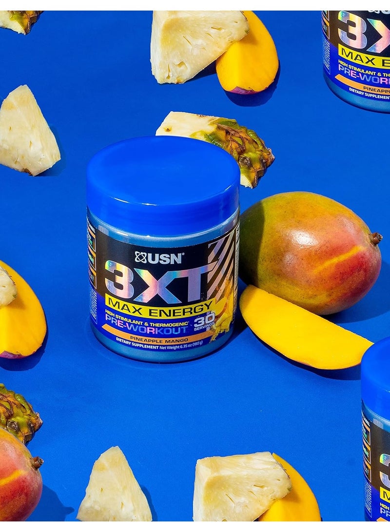 USN 3XT High Stimulant Pre-Workout, Pineapple Mango Flavor 180g