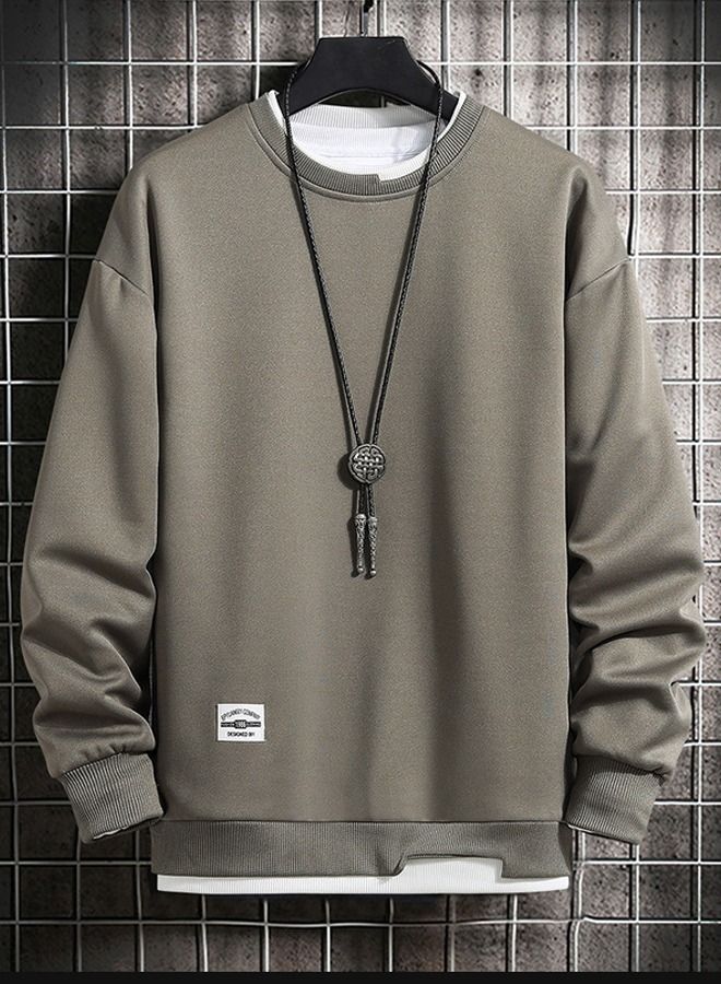 Sweater 2021 Autumn And Winter Men's Plus Velvet Thick Long-Sleeved T-Shirt Youth Round Neck Tops