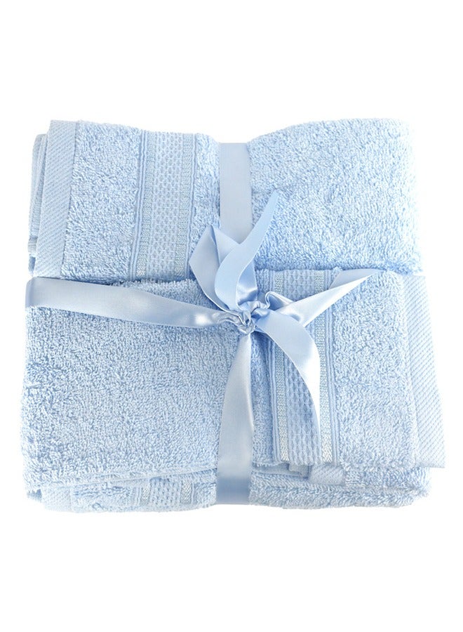 6 Pcs ALEZAYA Dyed Towel set 500 GSM 100% Cotton Terry Viscose Border 1 Bath Towel 70x140cm 1 Hand Towel 50x90cm 1 Guest Towel 40x60cm & 1 Baby Towel 30x50cm & 2 Face Towel 33x33cm Blue Color