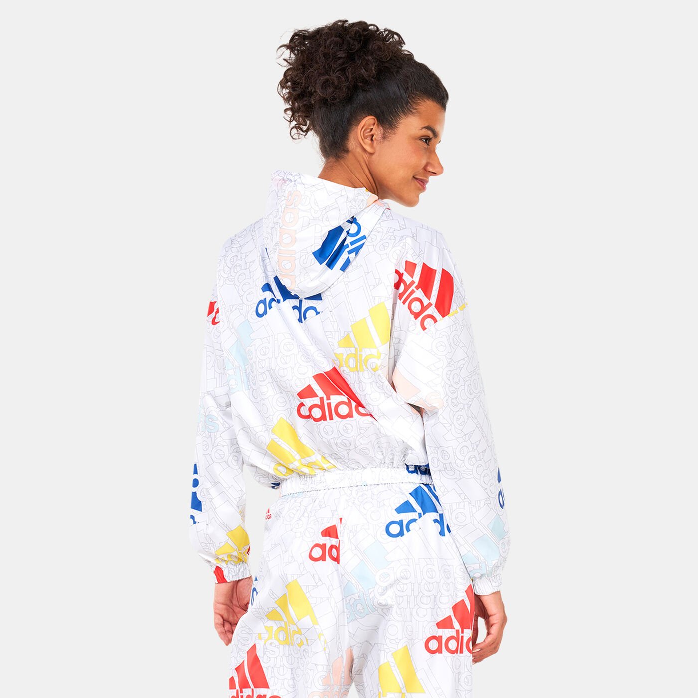 Women's Essentials Multi-Coloured Logo Loose Fit Windbreaker Jacket