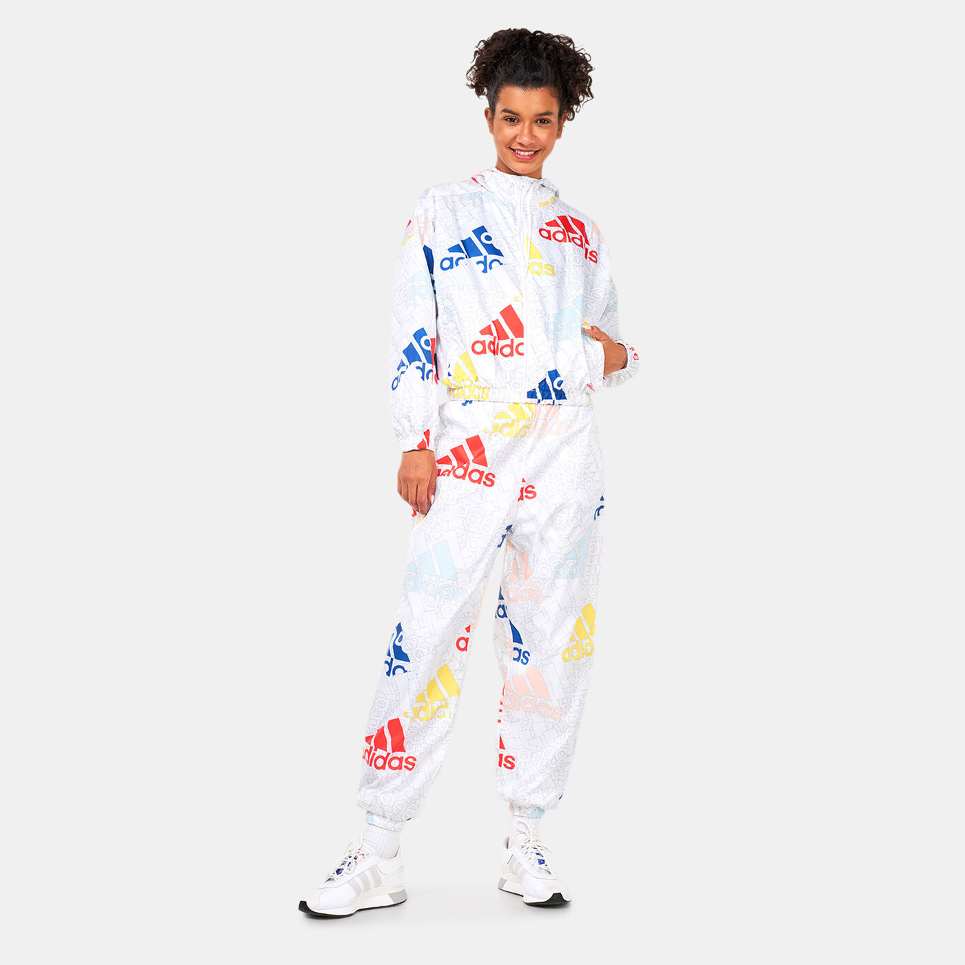 Women's Essentials Multi-Coloured Logo Loose Fit Windbreaker Jacket