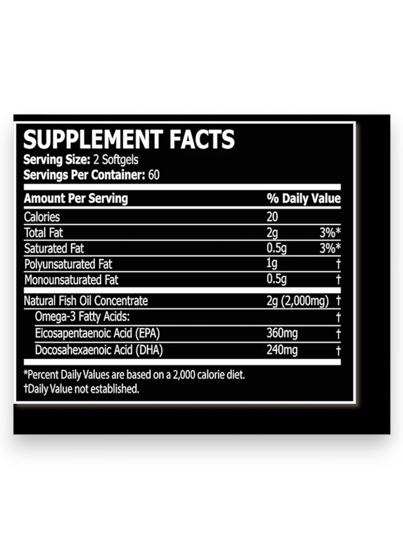 Omega-3 Fish Oil, 1000mg, 120 Softgels, 60 Servings