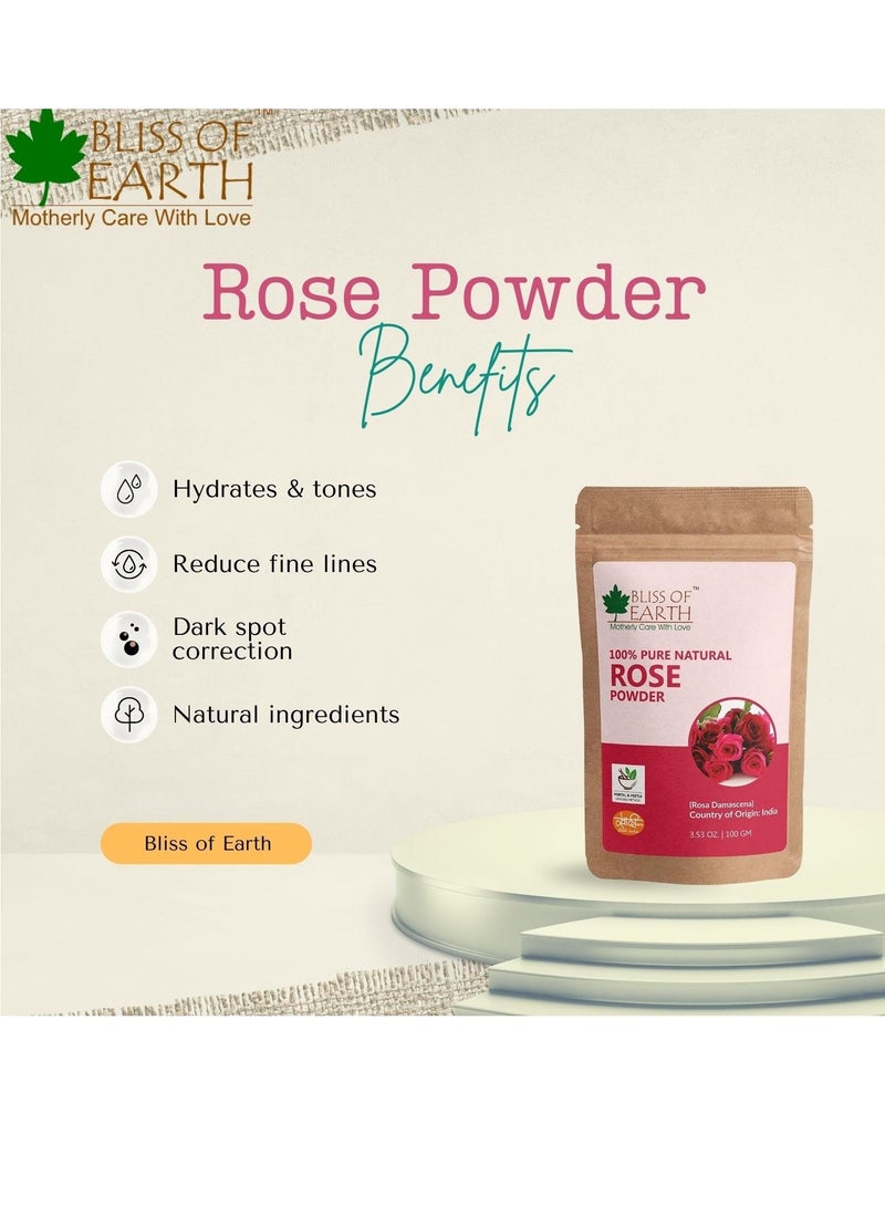 100% Pure Natural Rose Petals Powder 100GM Great For Face & Skin Pack of 3