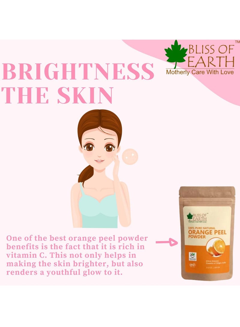 100% Pure Orange Peel Powder 100GM Best For Naturally Glowing Skin Natural Sun Tan Remover & Exfoliator Hair Conditioning & Skin Care Pack of 3