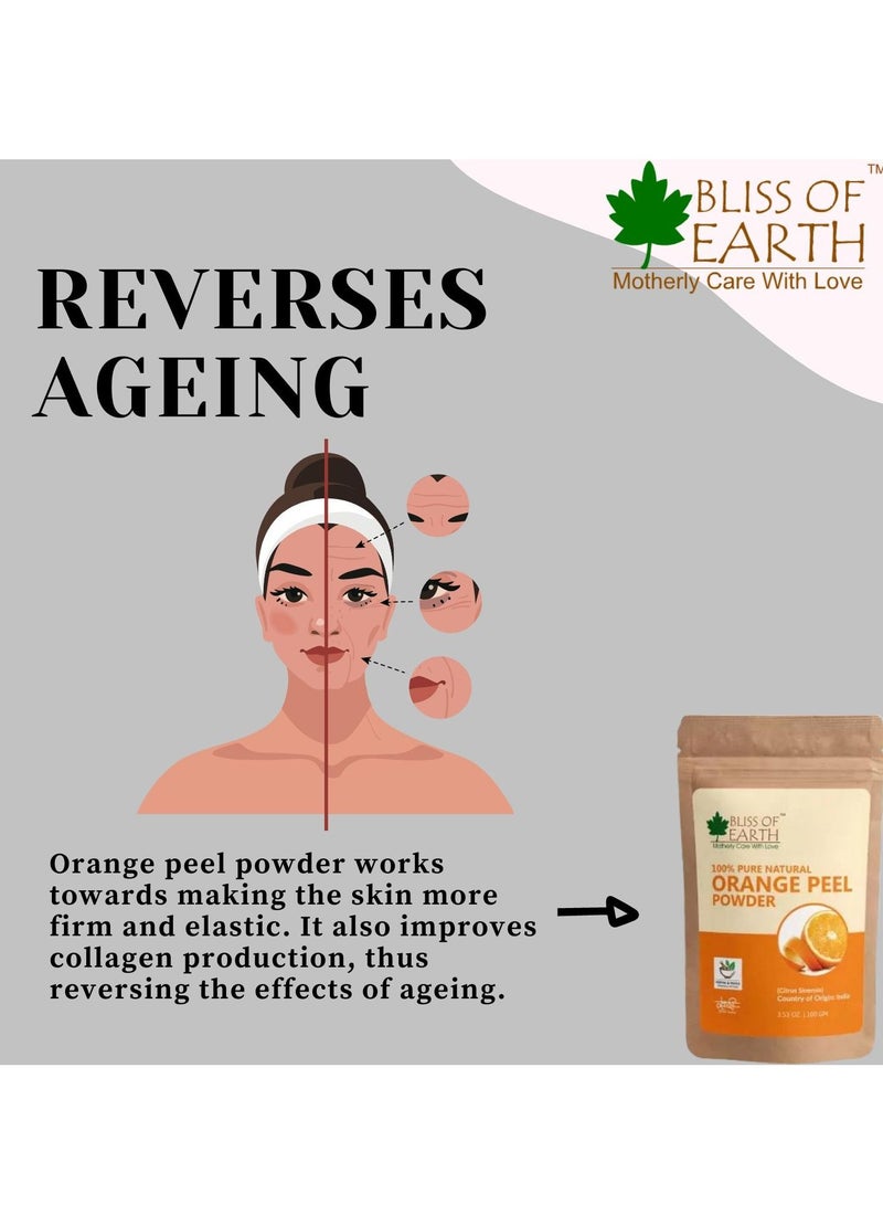 100% Pure Orange Peel Powder 100GM Best For Naturally Glowing Skin Natural Sun Tan Remover & Exfoliator Hair Conditioning & Skin Care Pack of 3