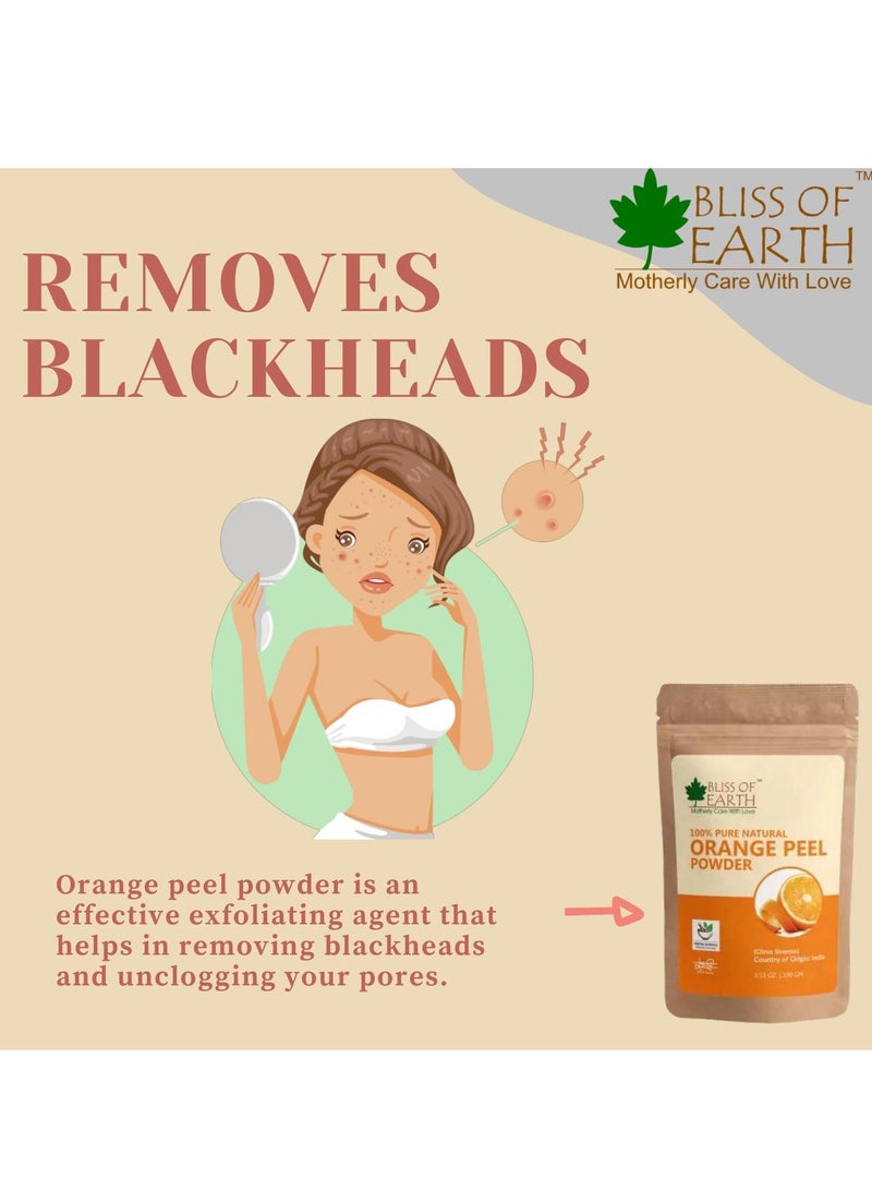 100% Pure Orange Peel Powder 100GM Best For Naturally Glowing Skin Natural Sun Tan Remover & Exfoliator Hair Conditioning & Skin Care Pack of 3