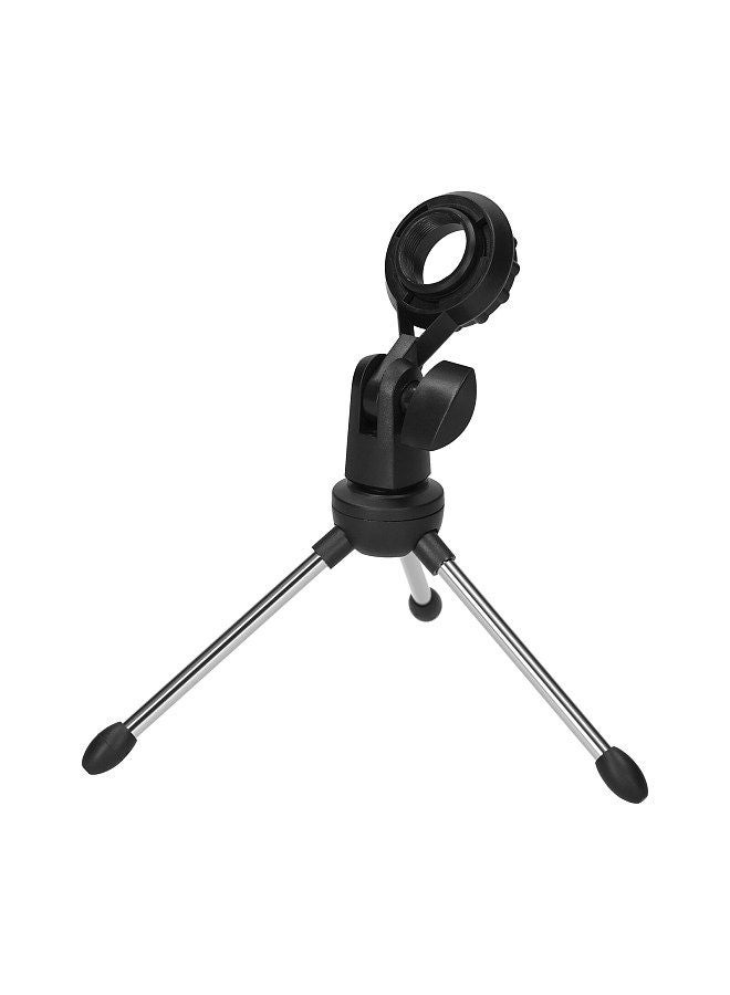 Foldable Desktop Microphone Tripod Stand 5/8 Inch Threaded Mount Portable Microphone Desktop Support Rotatable Mic Holder for Live Stream Conferences Lectures Meetings