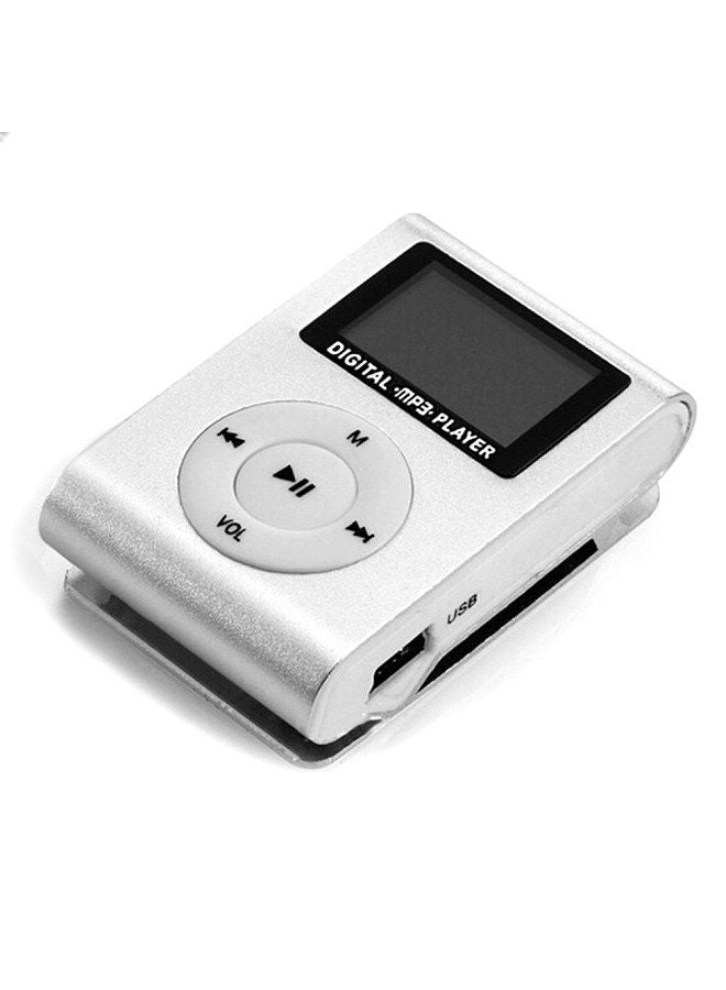 Mini Portable MP3 Music Player Metal Clip-on MP3 Player with LCD Screen Support TF Card Wide Application Silver