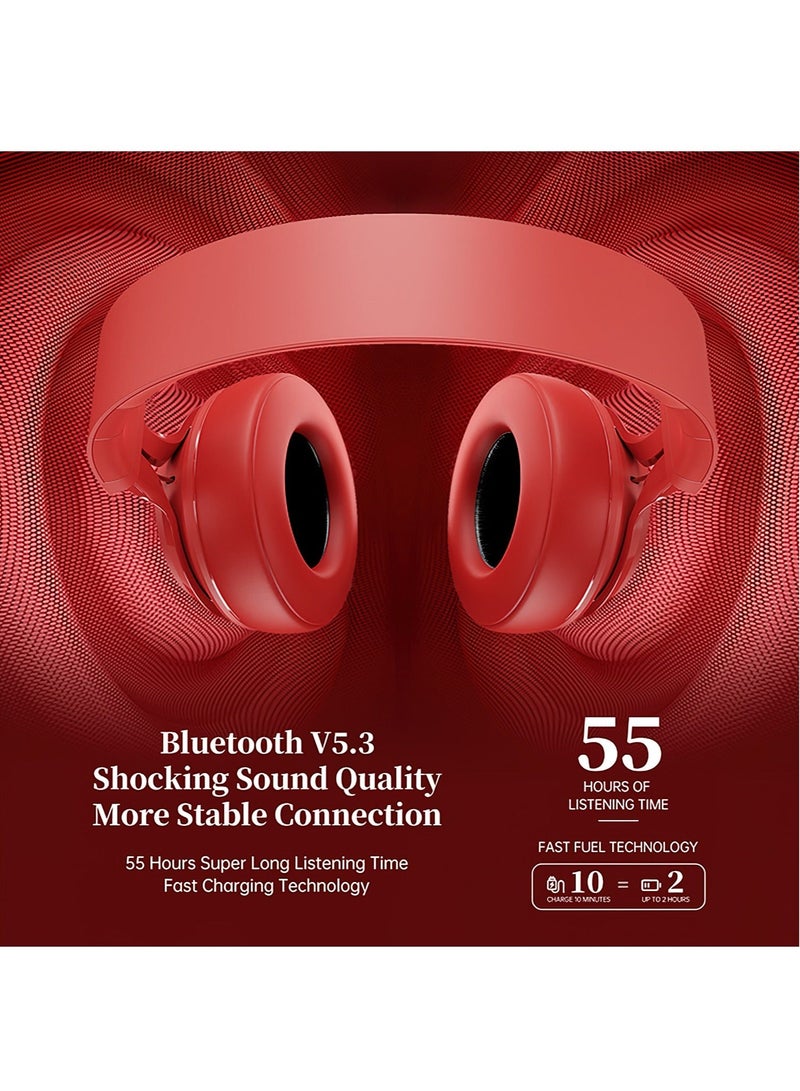 P1 Heavy Bass Wireless Bluetooth Headset for Sports, for Phone/PC Gaming Earpiece Bluetooth Headphones (Red)