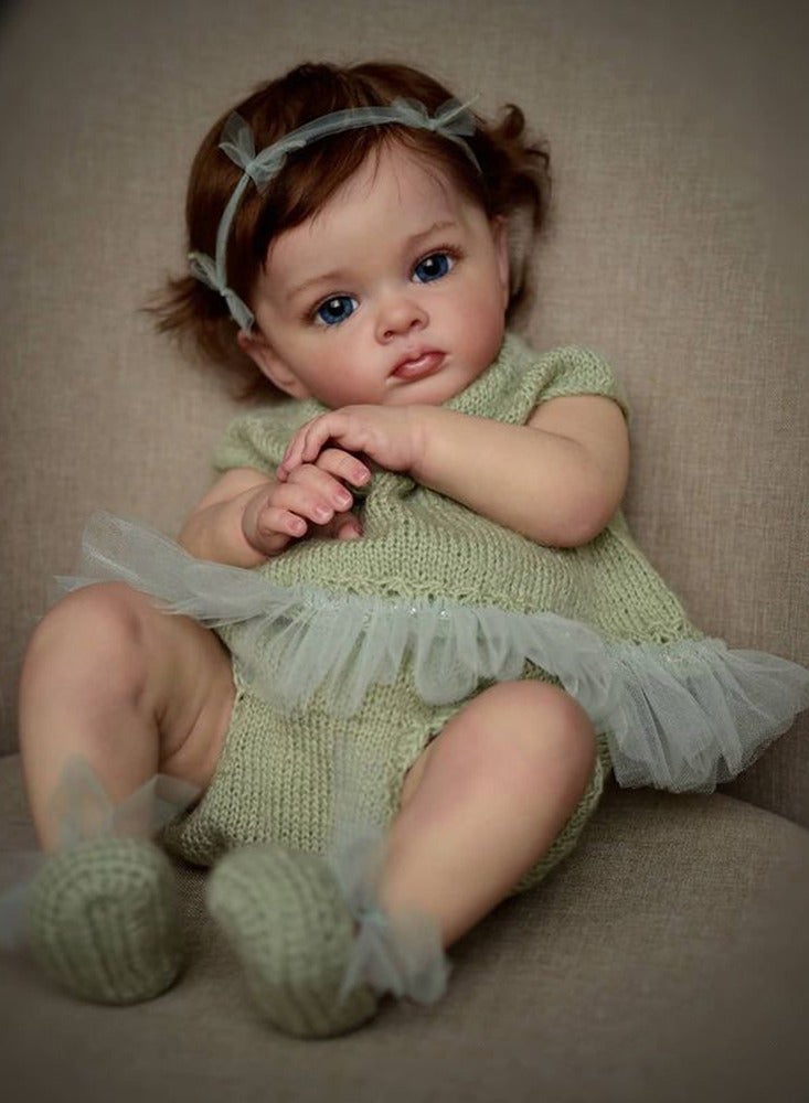 Reborn Baby Doll Simulation Baby Doll Nurturing Dolls, Rebirth Doll Cute Simulation Baby 55cm Fabric Body Soft Children's Companion Sleep Toys