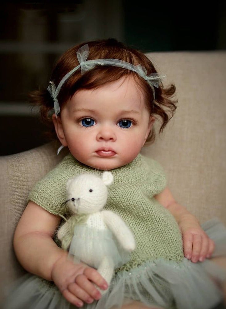 Reborn Baby Doll Simulation Baby Doll Nurturing Dolls, Rebirth Doll Cute Simulation Baby 55cm Fabric Body Soft Children's Companion Sleep Toys