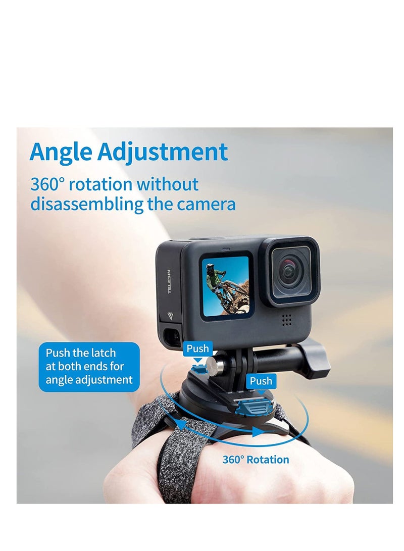 SYOSI Wrist Mount Strap 360 Rotation Arm Plam Ankle Band Holder Cycling for GoPro Max Hero 10 9 8 7 6 5 Insta360 One R X2 Go2 DJI Osmo Action 2 Camera Accessories